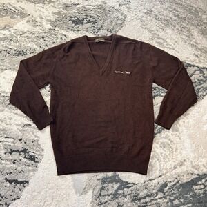 Vintage Scott & Lindsay 100% Cashmere V-Neck Sweater Made in Scotland Sz Large